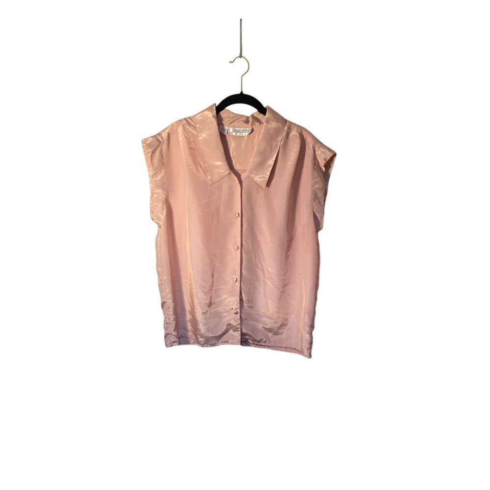 Josephine vintage 80s salmon, pink BoHo preppy blouse L